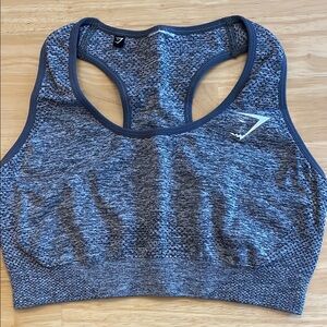 Gray Gymshark Racerback Sports Bra with Moisture-Wicking Fabric